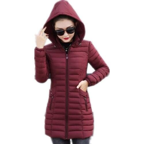 Plus Size 6XL 2019 Fashion Autumn Winter Women Parkas Female Down Cotton Jacket Hooded Thin&Light Slim Winter Women Jackets Q748