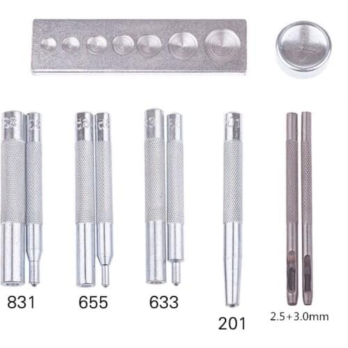 11pcs Metal Snap Rivet Fastener Buttons Installation Tool Kit for Leather Crafts Hand Punch Tool Set DIY Material Accessories