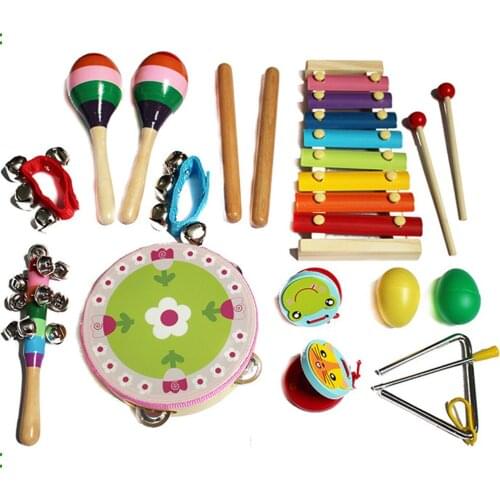14pcs Colorful Castanet Sand Egg Handbell Set Montessori Toy Musical Instrument Give Children Best Enlightenment Toy Gift
