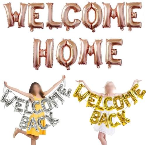 16 inch welcome back letter balloon golden silver rose gold welcome home aluminum foil balloon holiday decoration balloon