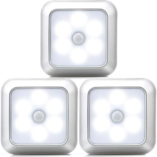 3pc PIR Motion Sensor Wireless Under Cabinet Light Infrared Detector Wall Lamp Auto on/Off Closet Kitchen Bedroom Indoor Lantern