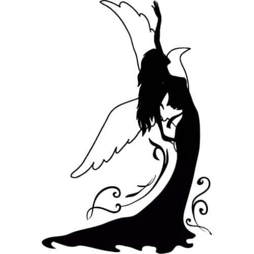 9.8*14.5CM Car Sticker Enchanting Sexy Angel Girl Black/Silver Vinyl Decal Fantastic Style High Quality C20-0687