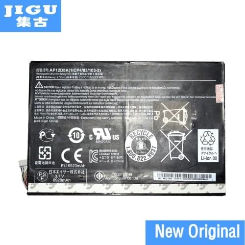 JIGU New ORIGINAL 1ICP4/83/103-2 AP12D8K Battery For Acer Iconia W510 W510P P3-171 3.7V 7300MAH 27WH
