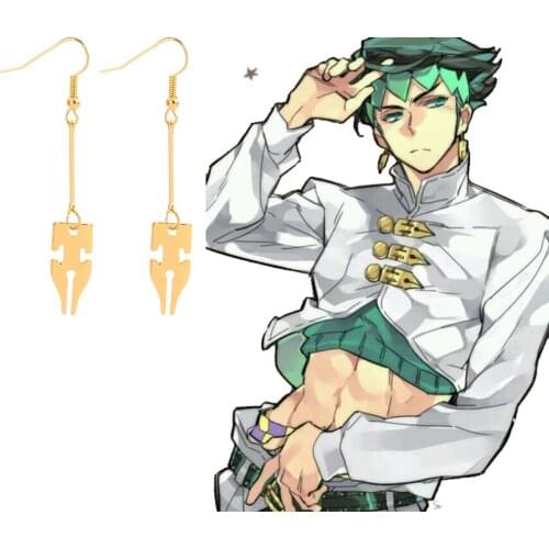 Anime jojos cartoon earrings gold color dangle women earrings Bizarre Adventure jewelry Otaku Props Cosplay Gifts