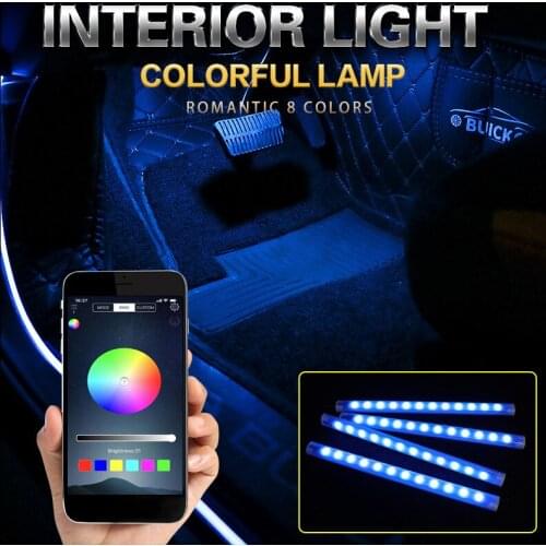 Car RGB LED Strip Car Interior Decorative Lights with USB Wireless Remote APP Music Control Multiple Modes Decorative Lamp