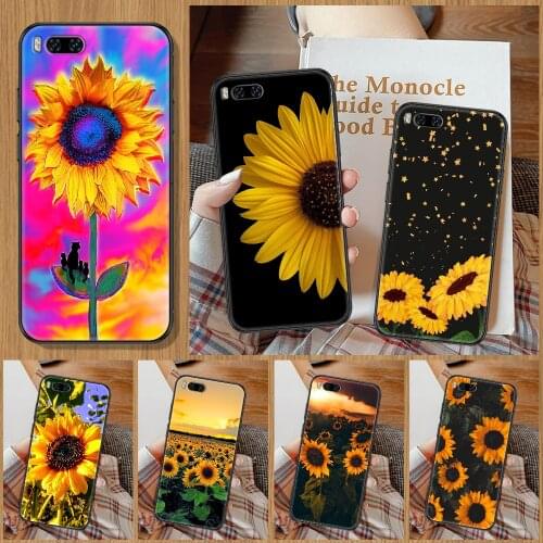 Cute Sunflower Phone Case For Xiaomi Mi Note 8 9 10 11 9T 10T A3 Lite Pro Ultra black art back trend waterproof pretty bumper