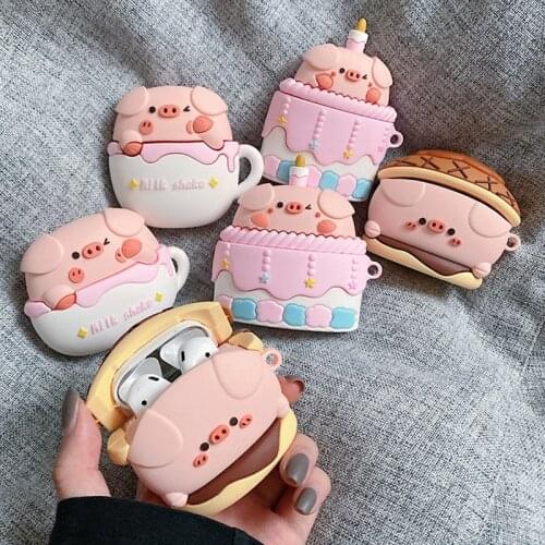 For Airpods Pro Cute Cartoon Birthday Cake Pig Earpods Case for Apple Airpods 1 2 3 Cup Piggy Bluetooth Wireless Earphone Cover