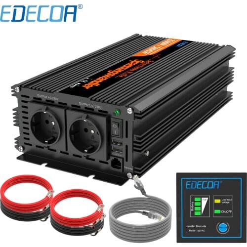 EDECOA 2500W pure sine wave solar power inverter DC 12V to AC 220V 230V peak 5000W with remote controller off grid inverter