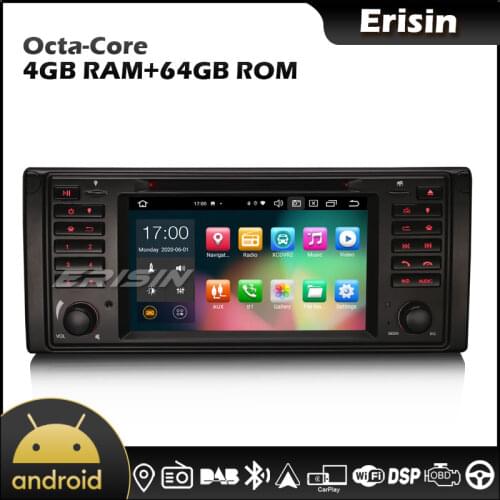 Erisin 8139 7" Android 10.0 CarPlay & Auto GPS TPMS DVR DAB DSP Car Autoradio for BMW E39 X5 E53 M5 Range Rover L322