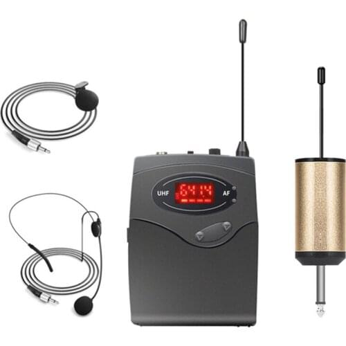 FFYY-Wireless Microphone System,Wireless Microphone Set With Headset & Lavalier Lapel Mics Beltpack Transmitter Receiver