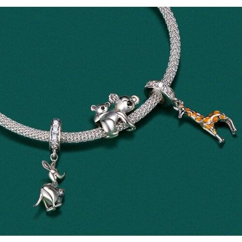 Fit bangle bracelet original Koala charm giraffe pendant kangaroo beads 925 sterling silver jewelry woman luxury gift making