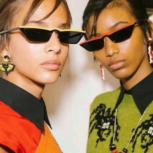 HDTANCEN New flat-top sunglasses frame classic hue vintage glasses Cat Eye narrow frame sunglasses unisex sunglasses UV400