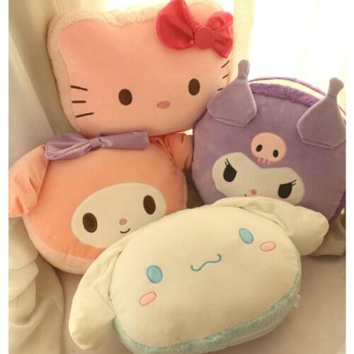 Kawaii Cartoon Hello Kittyed Kuromied My Melodyed Cinnamorolled Plush Pillow Cushion KT Cat Toy For Girl Home Bedroom Sofa Decor