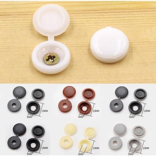 100 Pcs Colorful Hinged Plastic Screw Cover Fold Snap Cap Button Nuts Bolts Protect Caps Furniture Self-tapping Exterior Decor