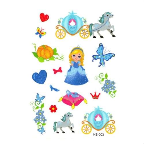 1PC Children Small Glitter Tattoo Decal Princess Butterfly Styling Temporary Water Transfer Tattoo Sticker Designs T1831