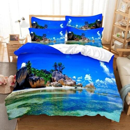 Seabeach Bedding Duvet Cover Set 3d Digital Printing Bed Linen Fashion Design Comforter Cover Bedding Sets Bed Set