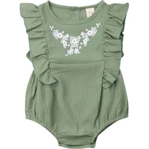 Summer Kid Ruffles Bodysuits Toddler Kids Baby Girl Floral Sleeveless Playsuit Jumpsuit Casual Girls Bodysuit Clothes