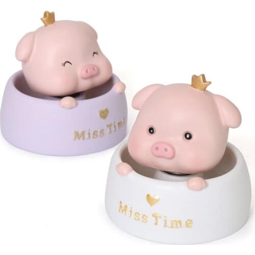 Car Cute Piglet Anime Accessories Auto Shake Head Ornaments Home Office Desktop Decoration Dolls Creative Resin Crafts Gift Toys
