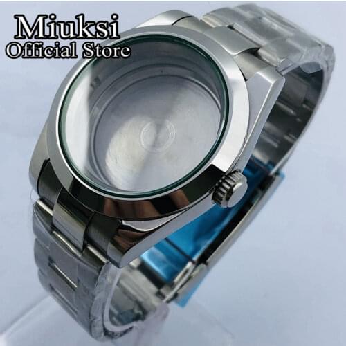 Miuksi 40mm sapphire glass stainless steel silver case fit NH35 NH36 ETA2836 Mingzhu DG2813 3804 Miyota 8205 8215 821A movement
