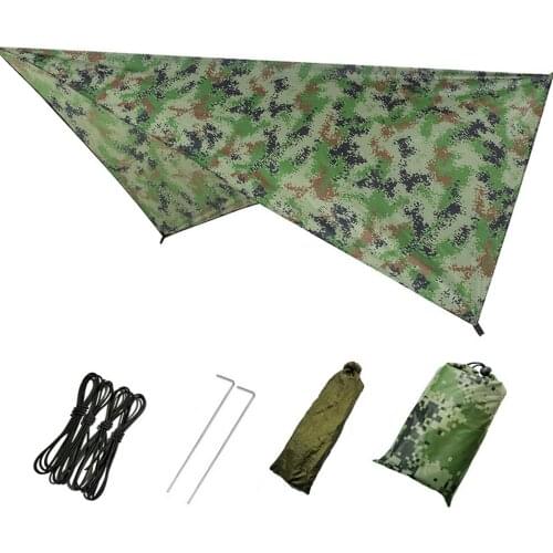 Multifunctional Waterproof Hammock Rain Fly Camping Tent Tarp Shelter Cover Awning Canopy for Outdoor Beach Picnic 118x118in