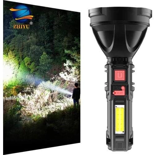 Powerful Waterproof Spotlight Flashlight Super Bright Long-range USB Rechargeable Xenon Lamp with Cob Floodlight Household Light
