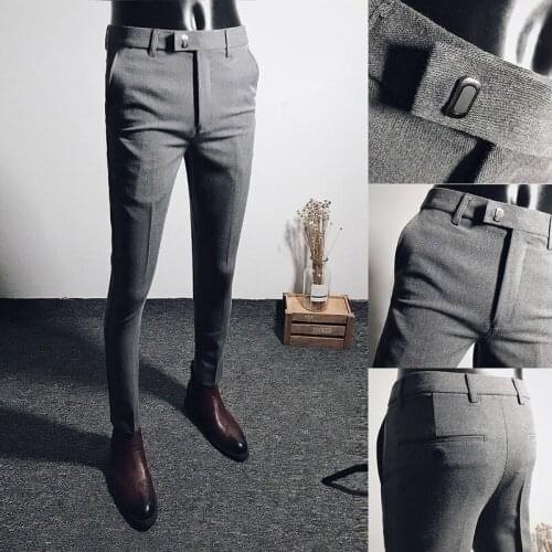 2020 Summer Hot Sales Men Suit Pants Formal Slim Fit Suit Classics Mid Weight Straight Business Casual Slim Suit Trousers L42