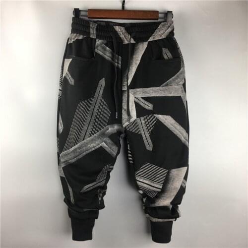 Owen Seak Men Casual Cargo Harem Pants High Street Hip Hop Length Mens Clothing Sweatpants Autumn Winter Black Big Size