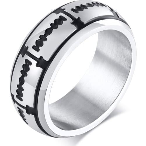Mens Stainless Steel Razor Blade Dome Ring
