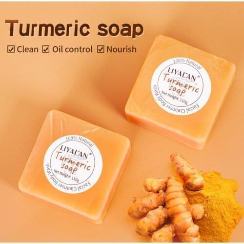 Tumeric Soap Natural to Lightening Acne Dark Black Spots Skin Glow Brighter Scars Removal Bars Whitening Face Body Skin Care