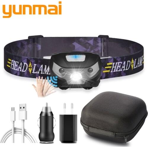 XHP50.2 Built in Battery Powerful LED Headlamp USB Rechargeable Headlight Body Motion Sensor Head Flashlight Torch Lamp Light Q5