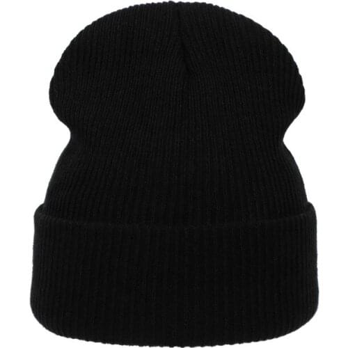 Solid Winter Knitted Hat Outdoor Sports Warm Ski Hat Cap Women Plain Skullies Beanie Crochet Men Skullcap Bonnet