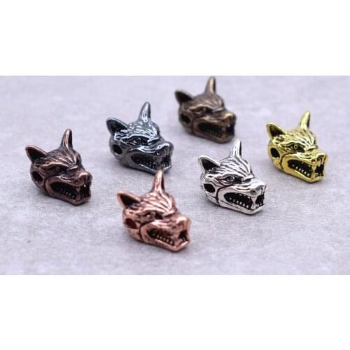 Wholesale 10 pcs/lot New Arrival Animal Style Bracelet Accessories Wolf Head Beads for Jewelry Making DIY Components