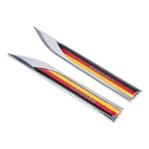 Pair Metal Gemany German Flag Car Fender Knife Emblem Skirts Badge Decals Sticker
