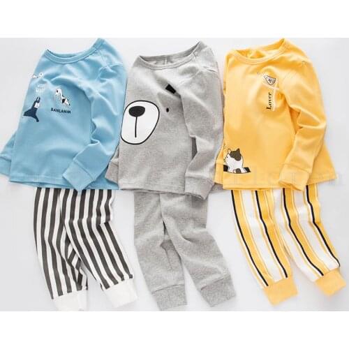 3 5 7 9 11 13 Years Big Boy And Girl Full Sleeve Cotton Animal Pijamas Childrens Sleepwear Infantil Clothing Teens Pajamas Set