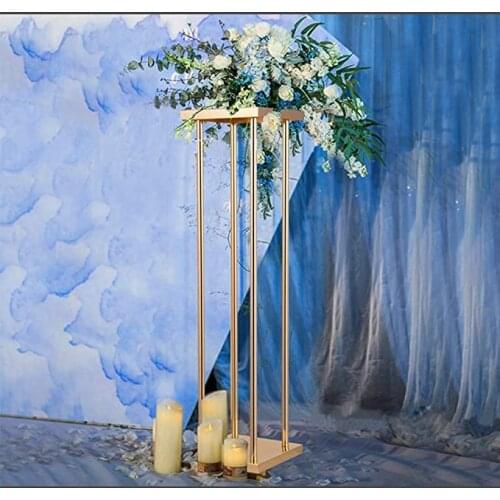 4PCs Wedding Flower Rack, Iron Flower Stan, Geometric Vase Column Stand, Flower Display Rack, Rectangular Frame Box for Wedding
