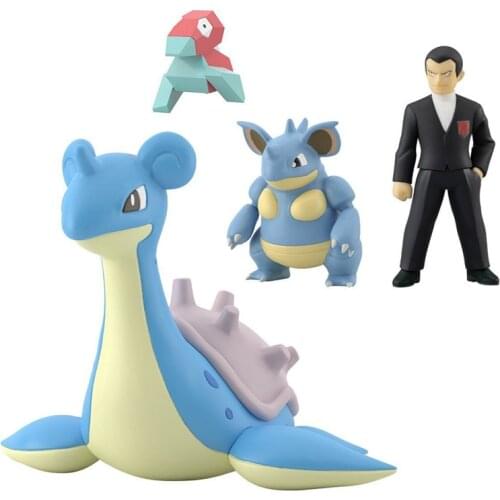 BANDAI Original Scale World 1/20 Pokemon Giovanni Lapras Nidoqueen Porygon Pvc Action Anime Toys Gifts for Children