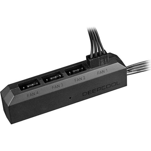DEEPCOOL FH-04 1 to 4 cooling fan hub splitter cable, for 12V 3pin/4pin PWM case fan, with mounting sticker