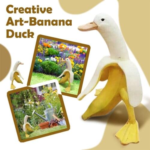 Banana Duck Garden Statue Creative Yard Outdoor Decor Peeled Banana Duck Figurines Cute Funny Whimsical Ornaments Birthday Gift