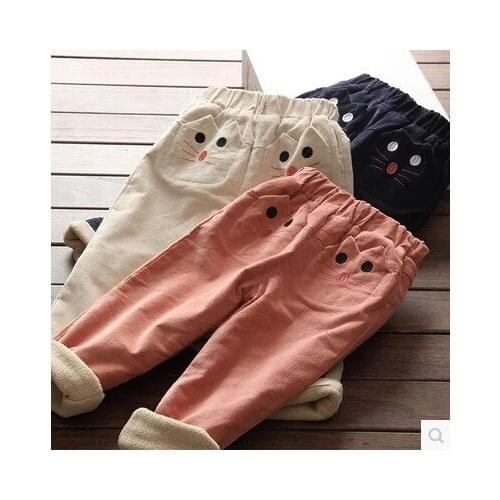 Girl Pants 2019 Winter New Childrens Clothing Baby Girls Thick Plus Velvet Pants Kids Warm Casual Trousers Baby Clothes 2-7Y