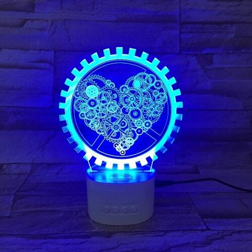 LED Gear Heart Acrylic 3D Night Lights Bluetooth Speaker Music Lamp 3D Colorful Table Lamp Wedding party Atmosphere lamp