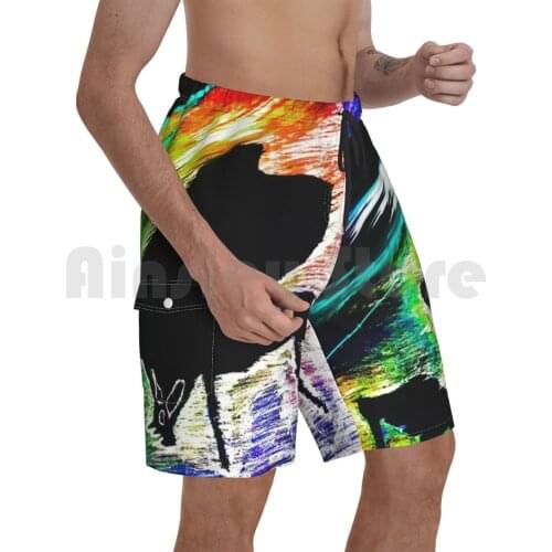Thermal-Spaced Piano Beach Shorts Men Beach Pants Swim Trunks Piano Music Hand Drawn Digital Art Negative Space Sight