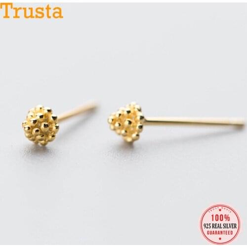 Trustdavis Real 925 Sterling Silver Sweet Mini Pine Cones Charm Stud Earrings For Women Wedding Party Fine S925 Jewelry DA1667