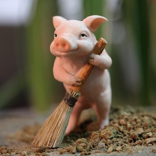 Creative Cartoon Resin Pig Sculpture Ornaments Home Living Room Desktop Flower Pot Decor Outdoor Fairy Miniature Garden Crafts