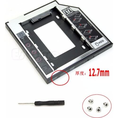 Universal Hard Drive Caddy 12.7mm SATA 2nd HDD SSD for CD DVD-ROM Optical Bay