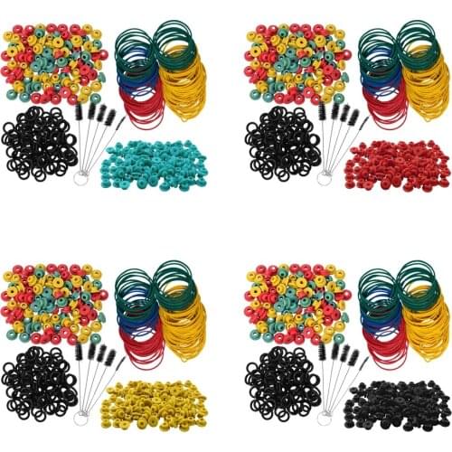 100 Tattoo Machine O-rings/Rubber Bands/Grommets/Nipples & 5 Cleaning Brush