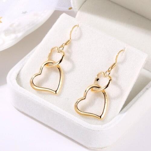 WANGAIYAO new fashion sweet love earrings womens simple, small and fresh all-match fashion peach heart ladies ear jewelry Valen