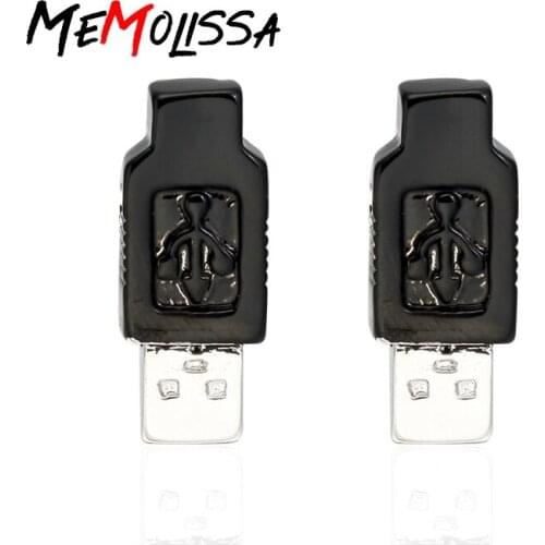 MeMolissa New Design Factory Price Retail Mens Cufflinks Copper Material triangle Black Colour USB Design Cuff Links