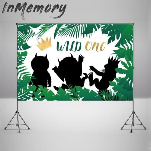 Green Leaves Safari Animals Background Boy Wild One Backdrop Jungle Animals Wild One Birthday Baby Shower Party Banner