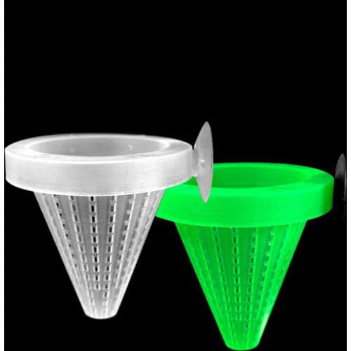 1pc Plastic Feeder With Suction Cup For Aquarium Red Worm Feeding Fish Tank Cone Live Food Tapered Hopper Basket Supplies