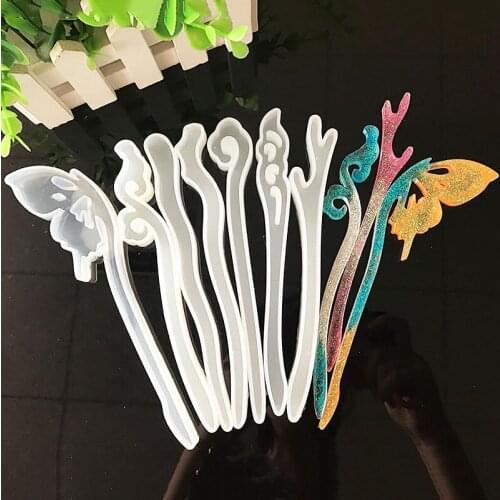 1PC Hairpin DIY Silicone Hair Stick Hairpins Moulds for Resin Jewelry Making Craft Tools Mold